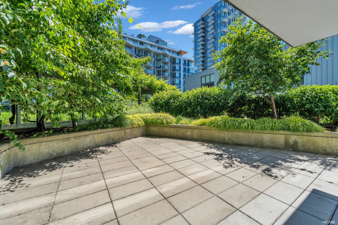 Empty patio, photographed as shot